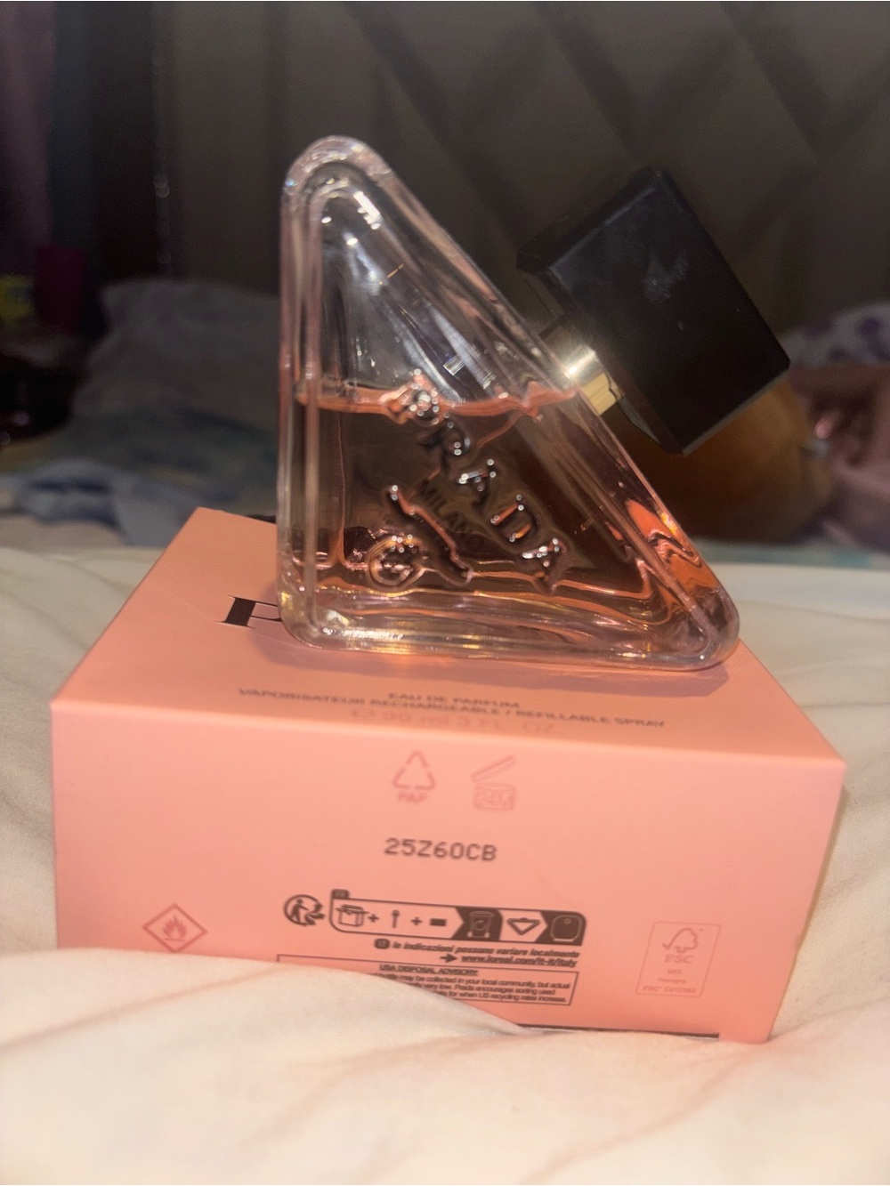 Pink Triangular Glass Perfume Bottle - Unbranded